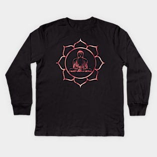 Buddha Red, Buddhism, Eastern Philosophy, Thailand, Meditation, Mental Health Kids Long Sleeve T-Shirt